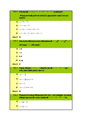 10 câu hỏi trắc nghiệm về Hàm số (Kèm đáp án)